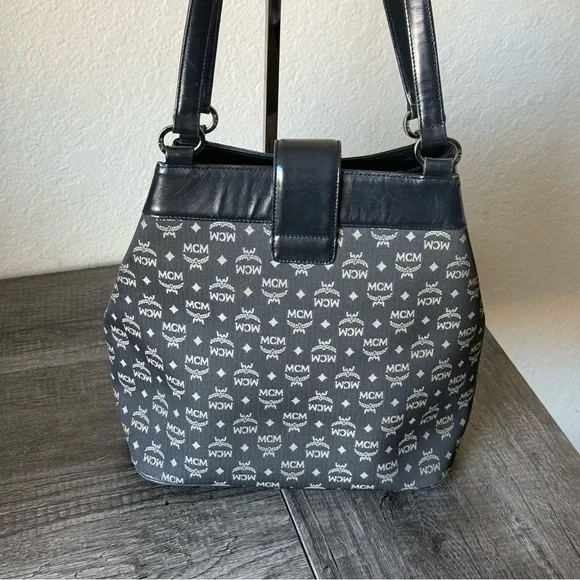 💎RARE MCM VINTAGE BUCKET BAG/ DENIM & LEATHER MATERIAL 💎 - Picture 3 of 13